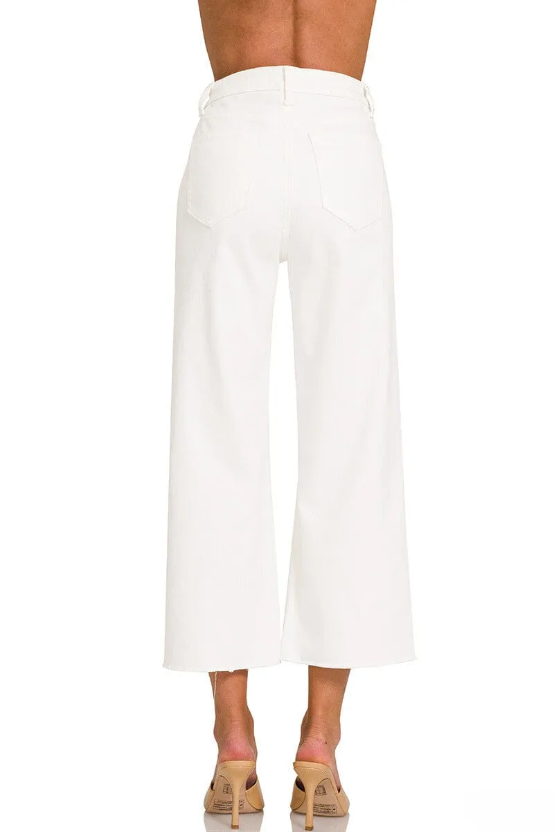 Zenana High Rise Wide Leg Cropped Denim Jeans